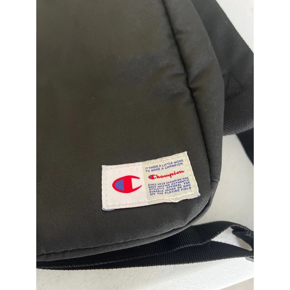 Champion Black Sling Bag Crossbody Backpack Shoulder Travel Pouch Unisex Logo